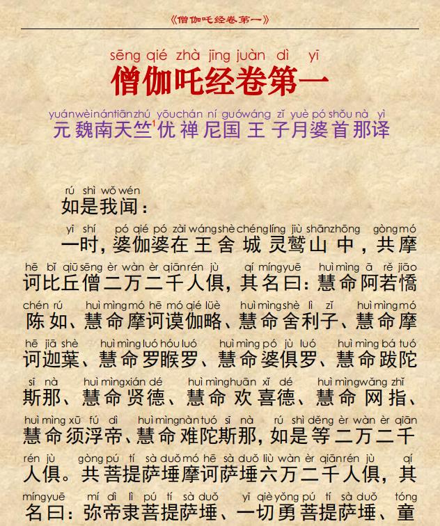 《僧伽吒经》(拼音注音PDF版,简体字+繁体字,《乾隆大藏经》大乘单译经部,第0445部) 《僧伽吒经》(拼音注音PDF版,简体字+繁体字,《乾隆大藏经》大乘单译经部,第0445部)